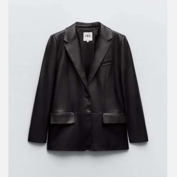 Zara FAUX LEATHER MENSWEAR STYLE BLAZER Size XS (4432/710/800) - Picture 1 of 6